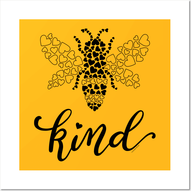 Bee Kind Be Kind Bee Graphic Love Hearts Kindness Wall Art by DoubleBrush